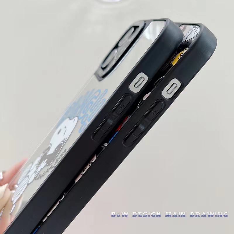Ốp Điện Thoại Acrylic Cứng Tráng Gương Hình Snoopy Và Những Người Bạn Dễ Thương Cho iPhone 13 12 11 Pro MAX XR IX XS MAX 7 8 Plus