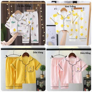 Bộ Đồ Đũi Trẻ Em Tay Ngắn, Quần Dài Cao Cấp Chất Đũi Xước Loại 1 Cho Bé Trai Và Gái Từ 9kg Đến 36kg Có 5 Mẫu
