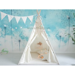 Lều vải Thiên Ý cho bé vải cotton 100% gỗ tự nhiên an toàn cho trẻ, Teepee tent with stabilizer, Playtent for kids
