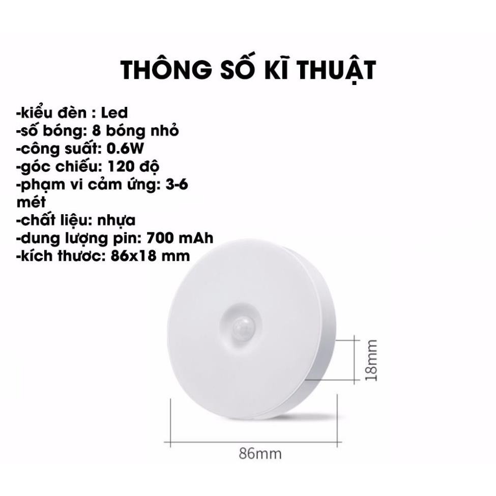 Đèn LED cảm ứng thông minh tích điện dán tường, có sạc điện tiện dụng