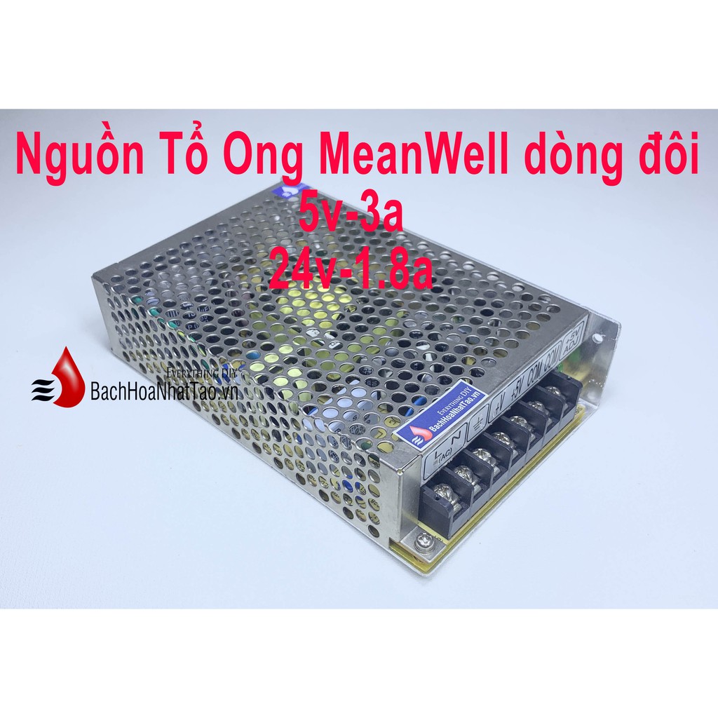 Nguồn Tổ Ong Meanwell Đôi 5v-3a 24v-1.8a