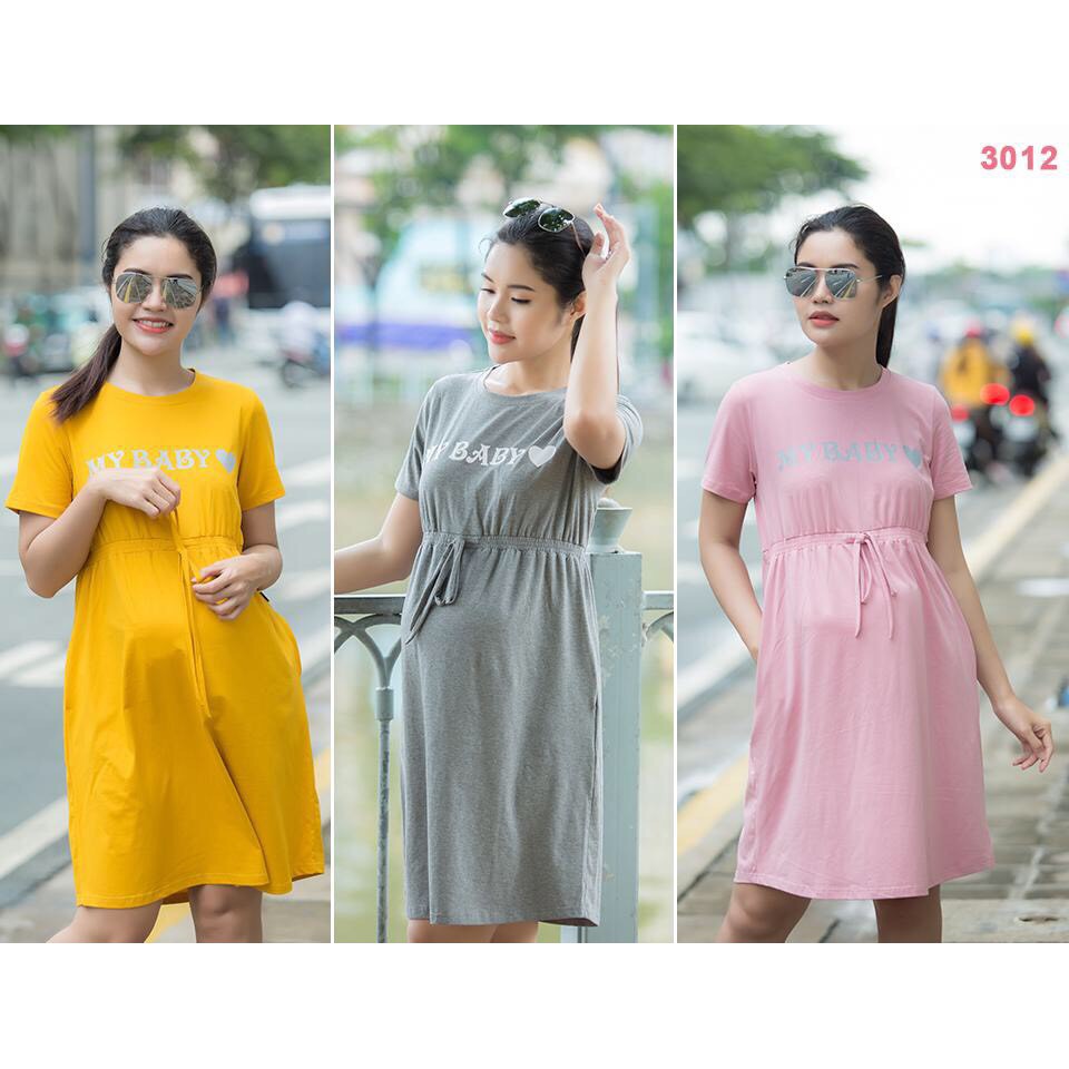 [SIZE 40-65KG] Đầm bầu thun cotton loại 1 cao cấp thoáng mát không xù dành cho bầu nhỏ con mặc bầu và sau sinh
