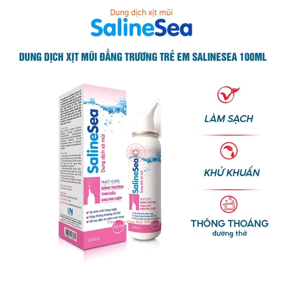 SalineSea. Dung xịt mũi cho trẻ em trẻ sơ sinh vệ sinh mũi hàng ngày giúp thông thoáng giảm khô và nghẹt mũi lọ 100ml