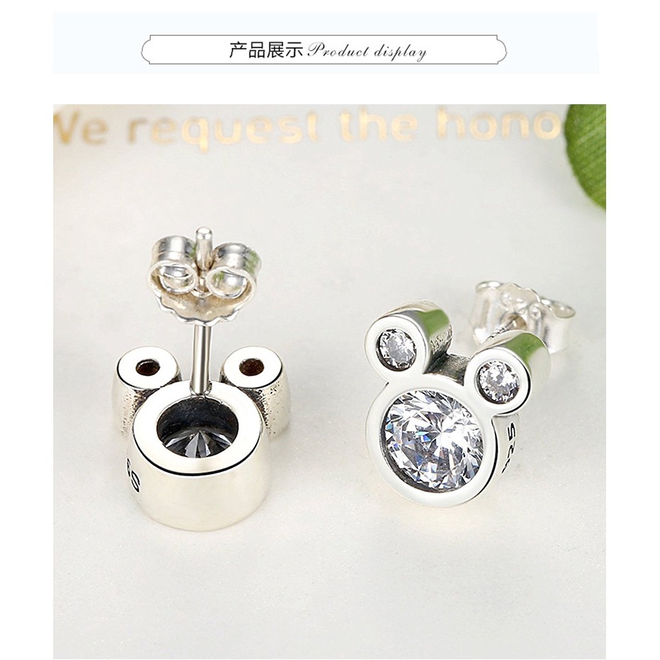 Bông Tai Hình Chuột Mickey Đính Đá Sang Trọng