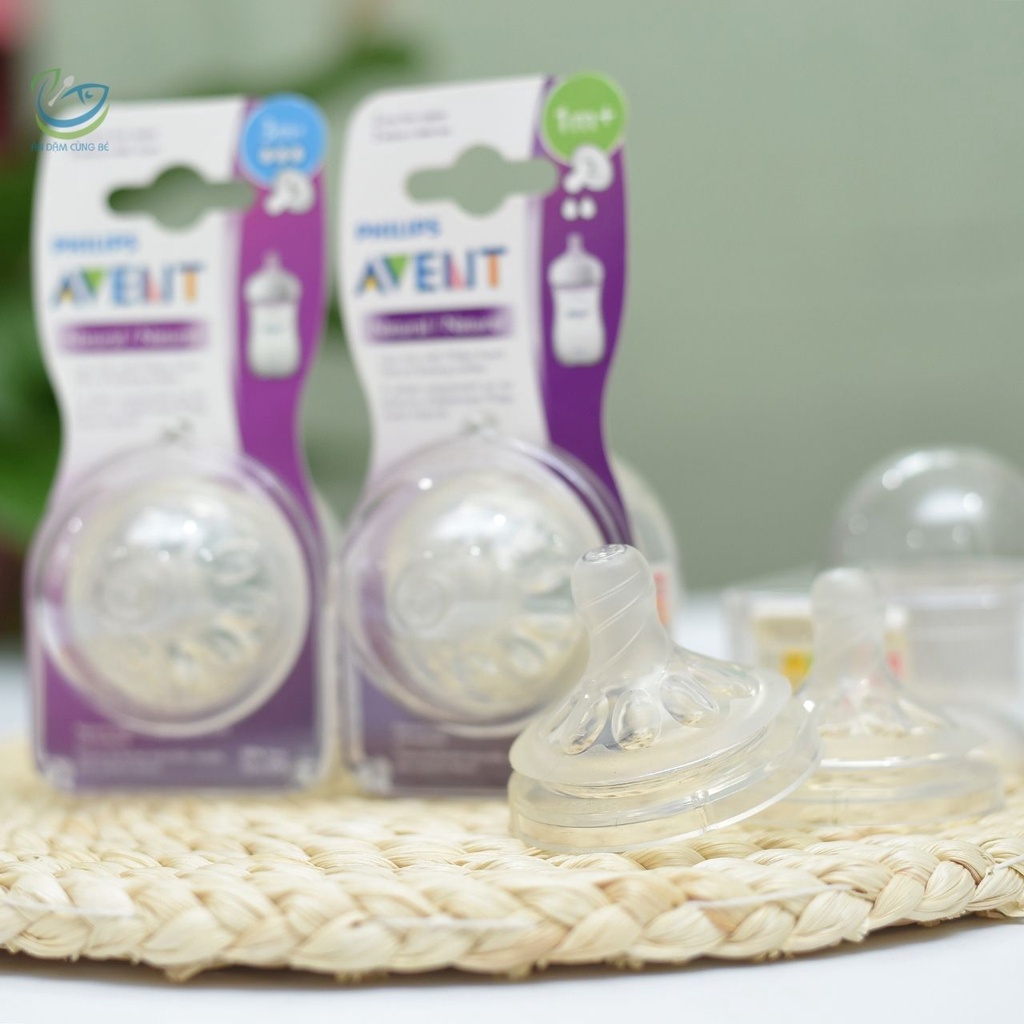 Set 2 núm ty silicone thay thế bình sữa Philip Avent cho bé 1m 3m 6m chính hãng 83098