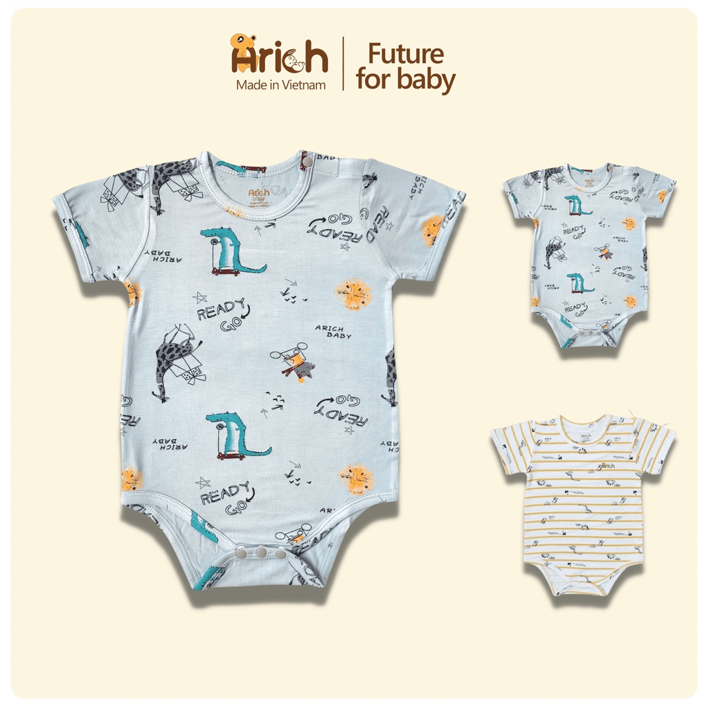 Body chip Arich vải sợi tre kháng khuẩn tự nhiên, bodysuit mềm mịn, co giãn 4 chiều cho bé