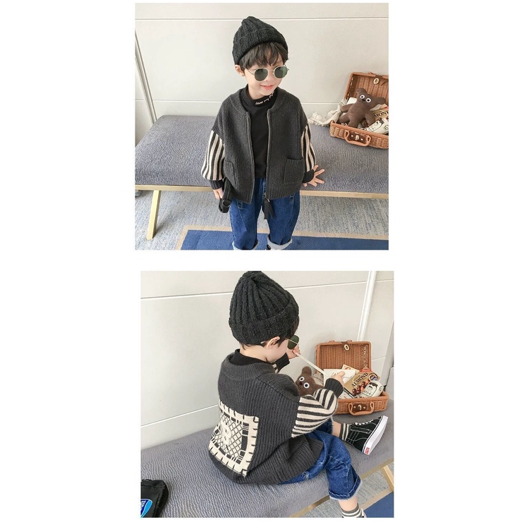 Áo khoác len cardigan thời trang thu đông phong cách Hàn Quốc cho bé trai