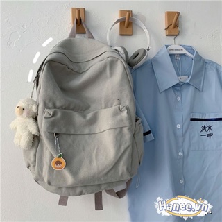 Balo Trơn Basic Nữ Ulzzang Vải Canvas Thô B25