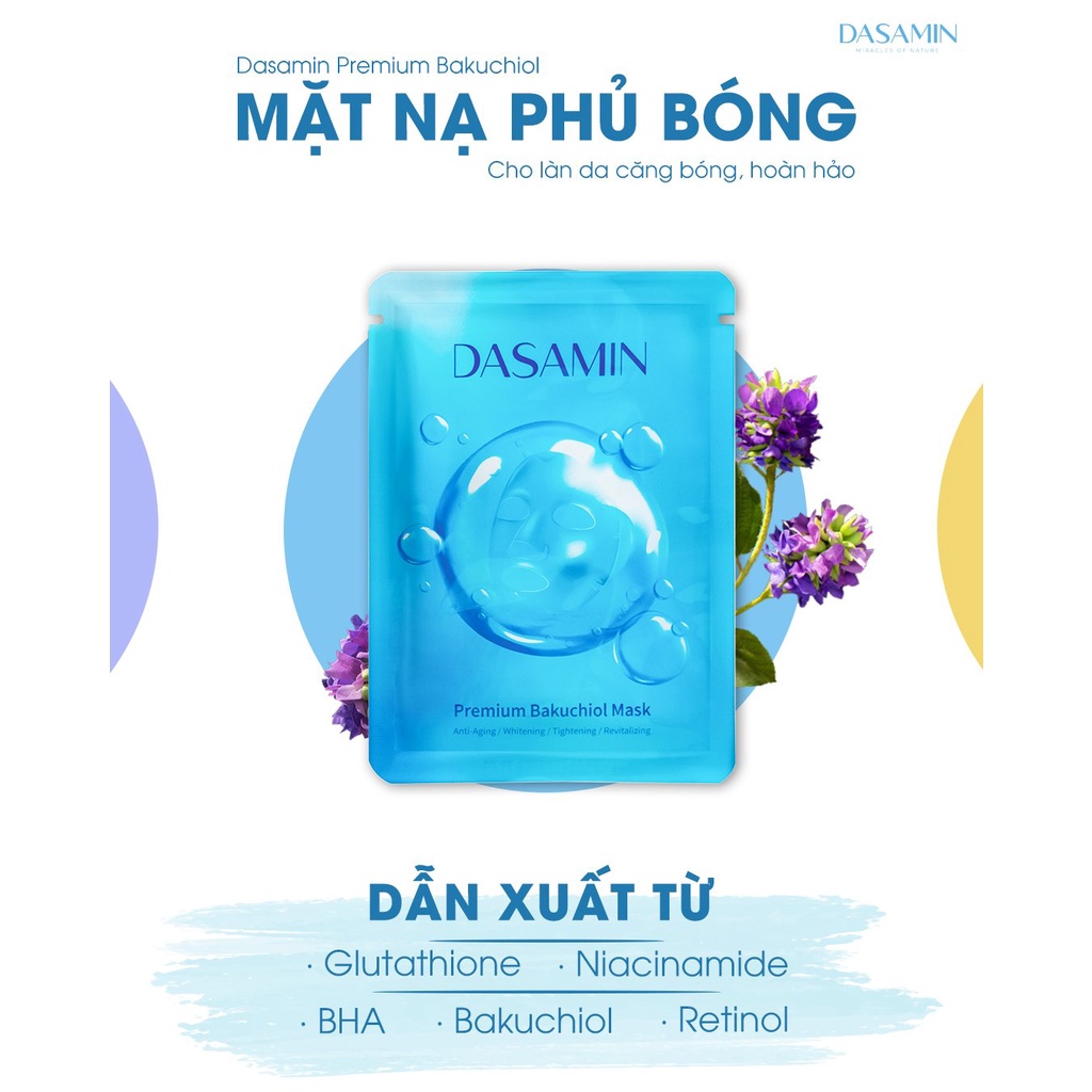 Mặt Nạ Giấy Dưỡng Da Dasamin Premium Bakuchiol Mask Mặt Nạ Phủ Bóng Trắng Da