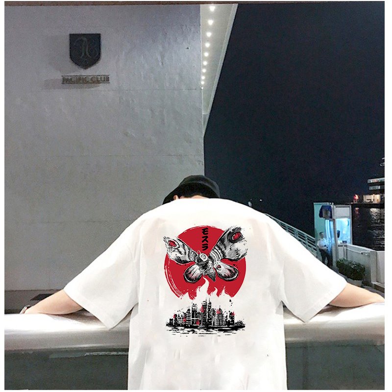 Áo thun tay lỡ nam nữ form rộng họa tiết quái vật và thành phố vải dày mịn 2021T3140