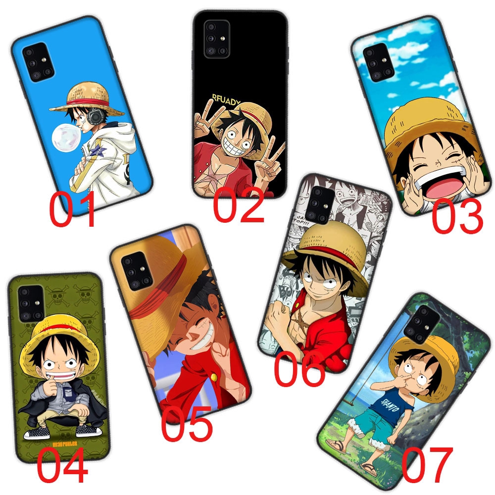Ốp điện thoại mềm viền đen hình One Piece Luffy cho SAMSUNG A01 A11 A21 A21S A31 A51 A71 A40S M40S