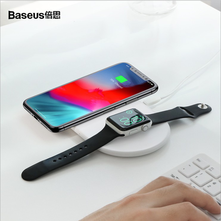 Sạc không dây 2in1 cho Apple Watch Iphone và android Baseus - Retail Boss