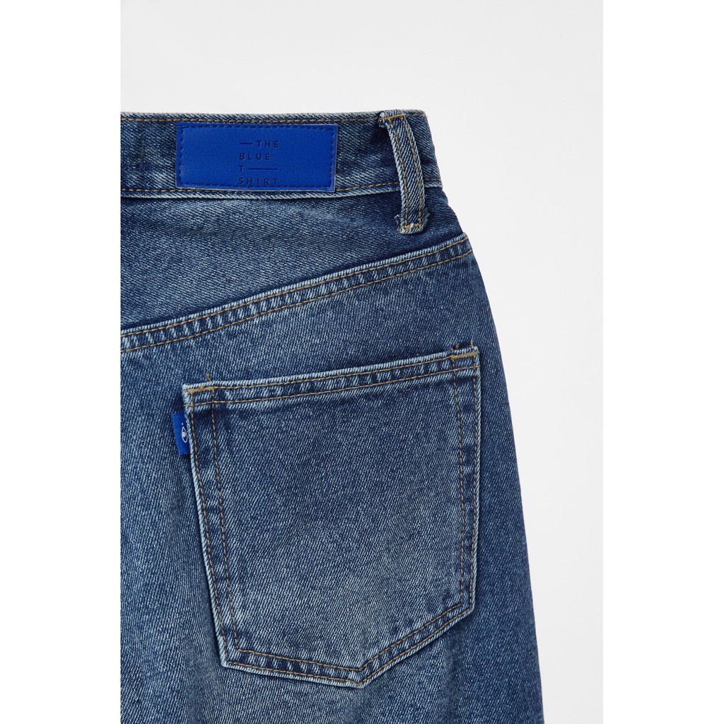 TheBlueTshirt - Quần Jeans Lưng Cao Nữ Ống Rộng Màu Đậm - The Original Dad Jeans Dark Blue Wash