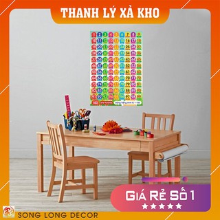 Tranh dán tường 3d bảng số tập đếm từ 1 - 100 tiếng Anh