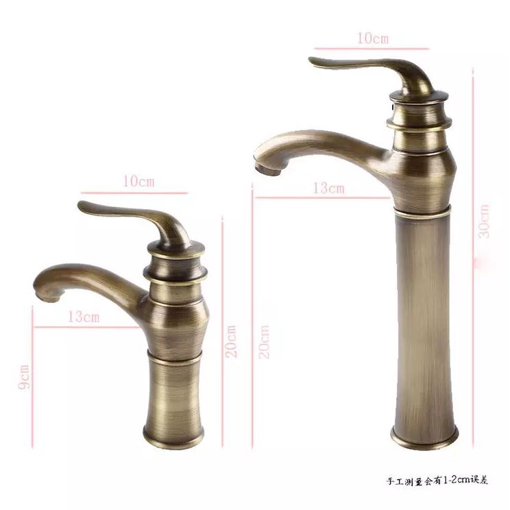 Vòi bồn rửa mặt, vòi Lavabo đồng giả cổ  Aladdin nóng lạnh (kèm dây cấp nước)
