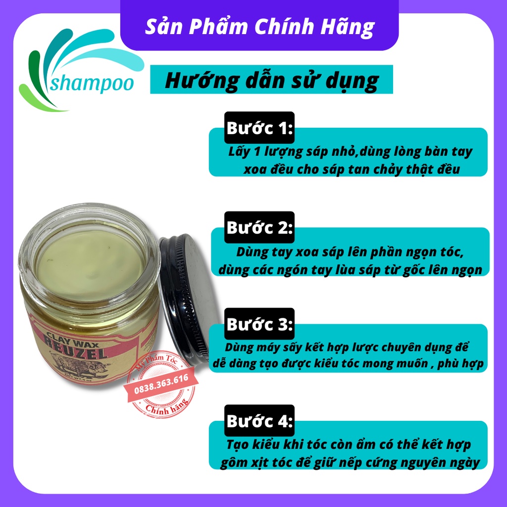 Sáp vuốt tóc nam CLAY WAX tạo kiểu tóc cực đẹp siêu giữ nếp 100ml lọ thủy tinh hàng chuẩn