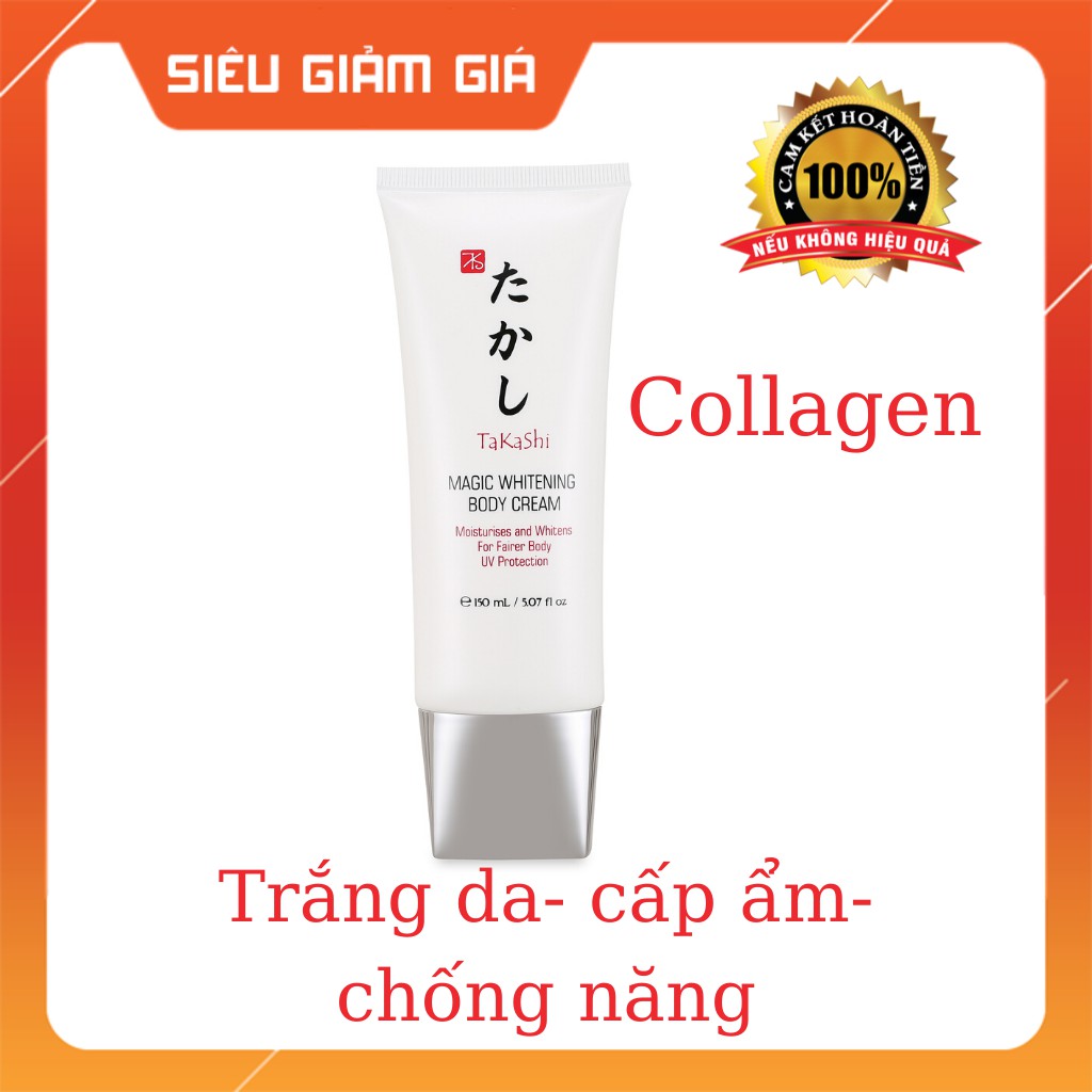 Kem body trắng da cấp ẩm thon gọn TAKASHI 100gram trắng mịn cấp ẩm chống nắng toàn thân