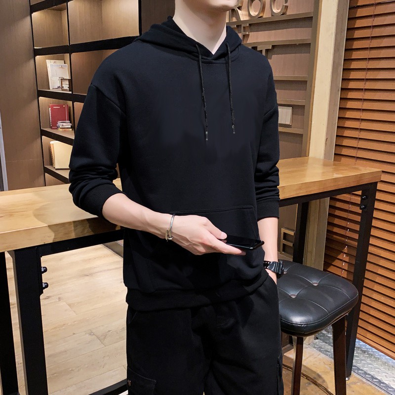Men's Long Sleeve Hoodie Korean Plain Round Neck Hoodie | BigBuy360 - bigbuy360.vn