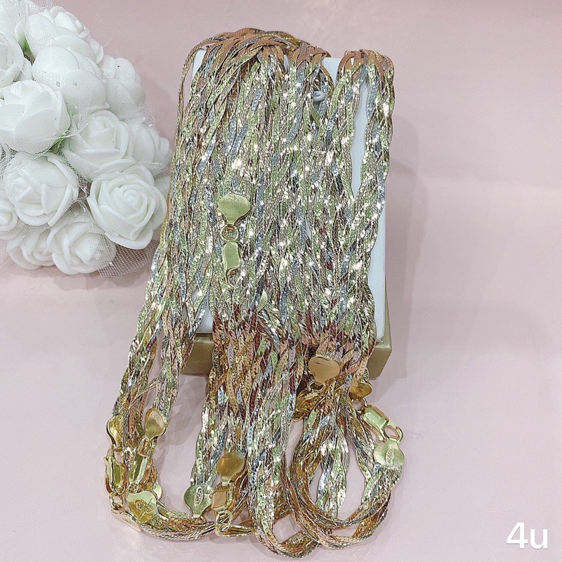 KIỀNG MỀM BẠC Ý XI 3 MÀU TẾT 5-HÀNG CAO CẤP