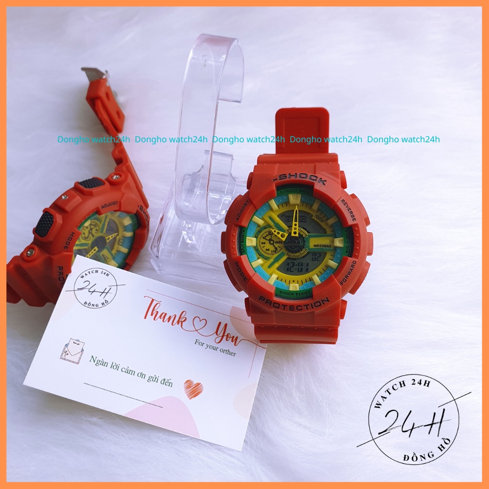 Đồng hồ thể thao nam G.S0K đỏ Red , năng động thể thao đầy đủ chức năng kim và điện tử