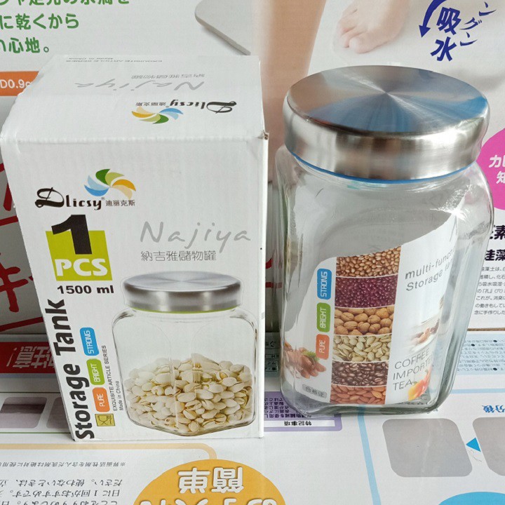 Hũ thủy tinh vuông nắp inox siêu dày cao cấp