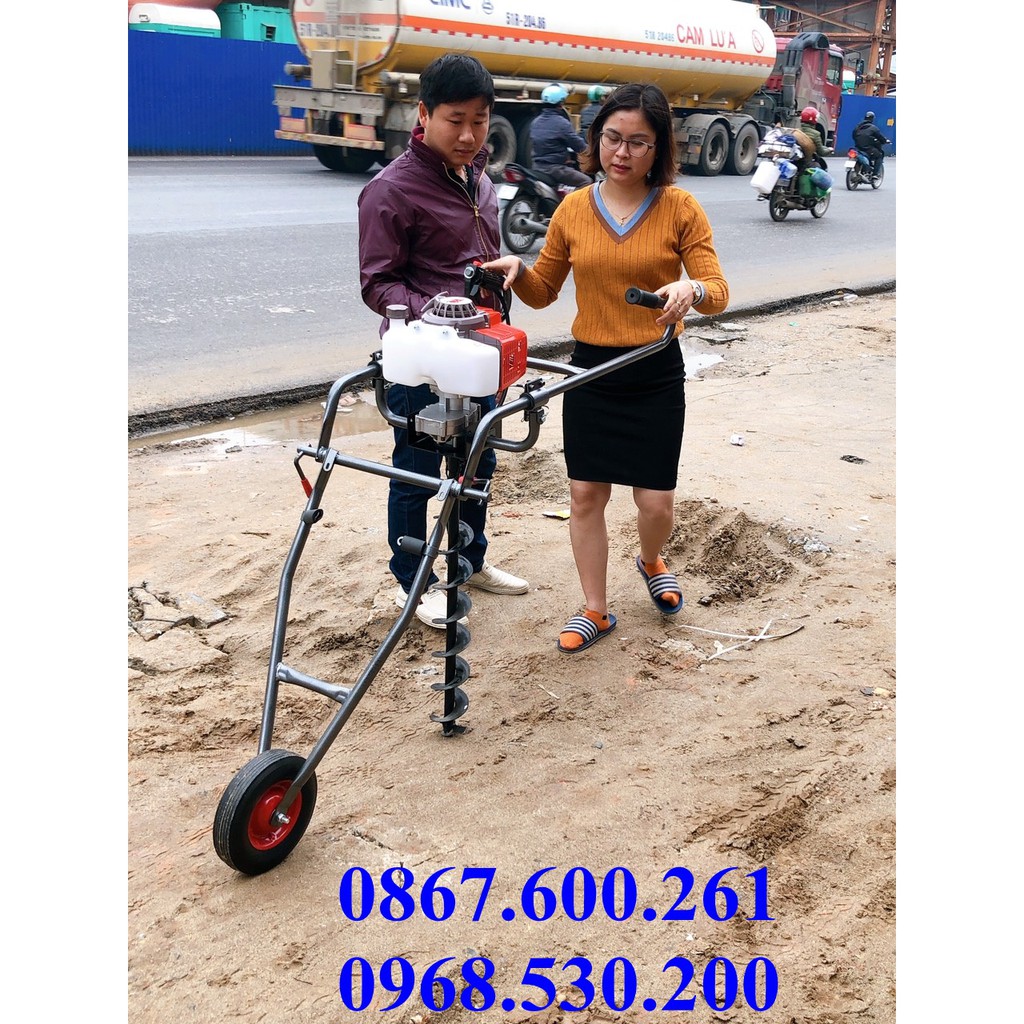 Máy khoan trồng bưởi ,máy khoan đất thế hệ mới có bánh xe đẩy tặng kèm mũi khoan 150mm giá rẻ tại Hà Nội