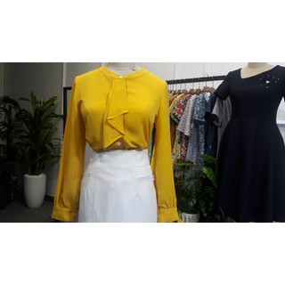 Áo Sơ Mi Nữ UNIVTH Uni Korean Fashion Công Sở Cổ Phối Vạt Bèo 2A575