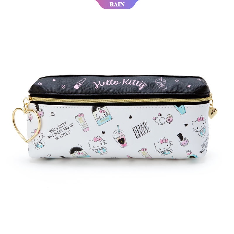 SANRIO Túi Đựng Bút Chì Kiểu Hoạt Hình Kuromi My Melody Cinnamoroll Hello Kitty Hai Lớp Phối Khóa Kéo