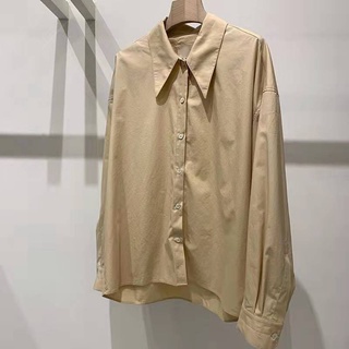 Áo sơmi trơn cổ nhọn oversize