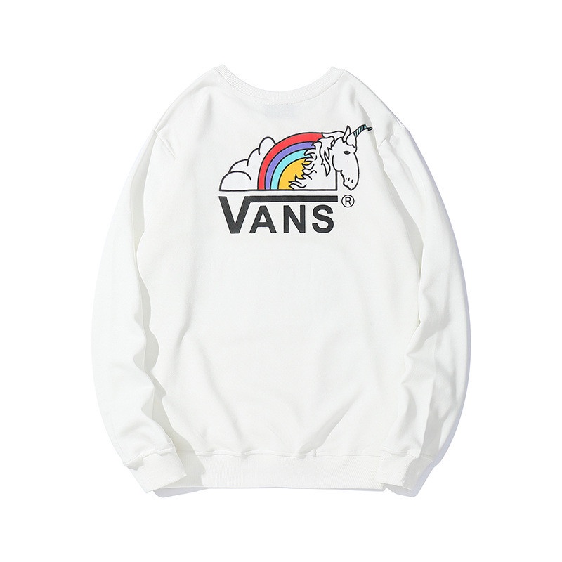 Áo Sweater VANS cổ tròn màu đen và trắng Unisex