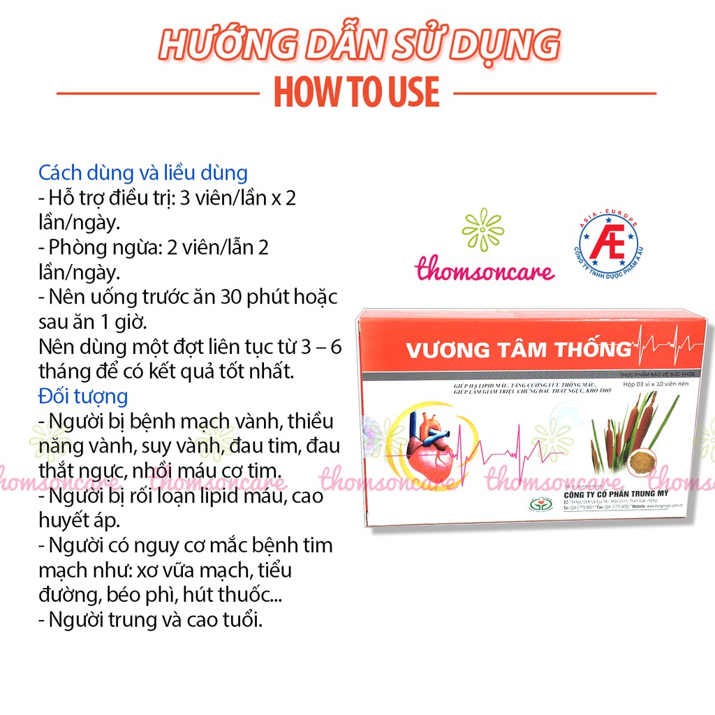 Vương Tâm Thống - Mua 6 tặng 1 bằng tem tích điểm -Tốt cho tim mạch, ngăn ngừa nhồi máu cơ tim, đau thắt ngực