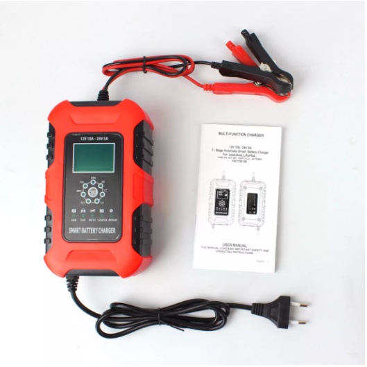 Sạc ắc quy ô tô xe máy 12V 24V 10A 200Ah Foxsur các loại bình khô nước có chức năng khử sun fat