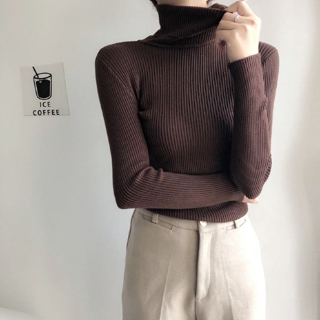 Áo Sweater Dệt Kim Cổ Lọ Tay Dài Màu Trơn Thời Trang 28587 | BigBuy360 - bigbuy360.vn