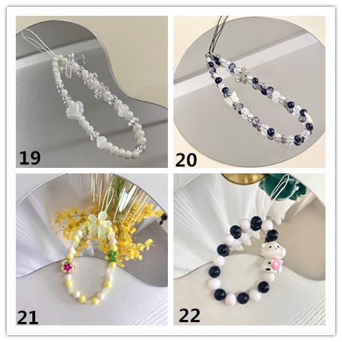 Dây Đeo Điện Thoại Xâu Hạt Acrylic Nhiều Màu Hình Hoa Tulip Hoạt Hình Chống Thất Lạc