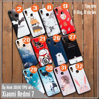 Ốp lưng Xiaomi Redmi 7 Hình 3D (H) kèm iRing + dây đeo - Nhựa TPU dẻo