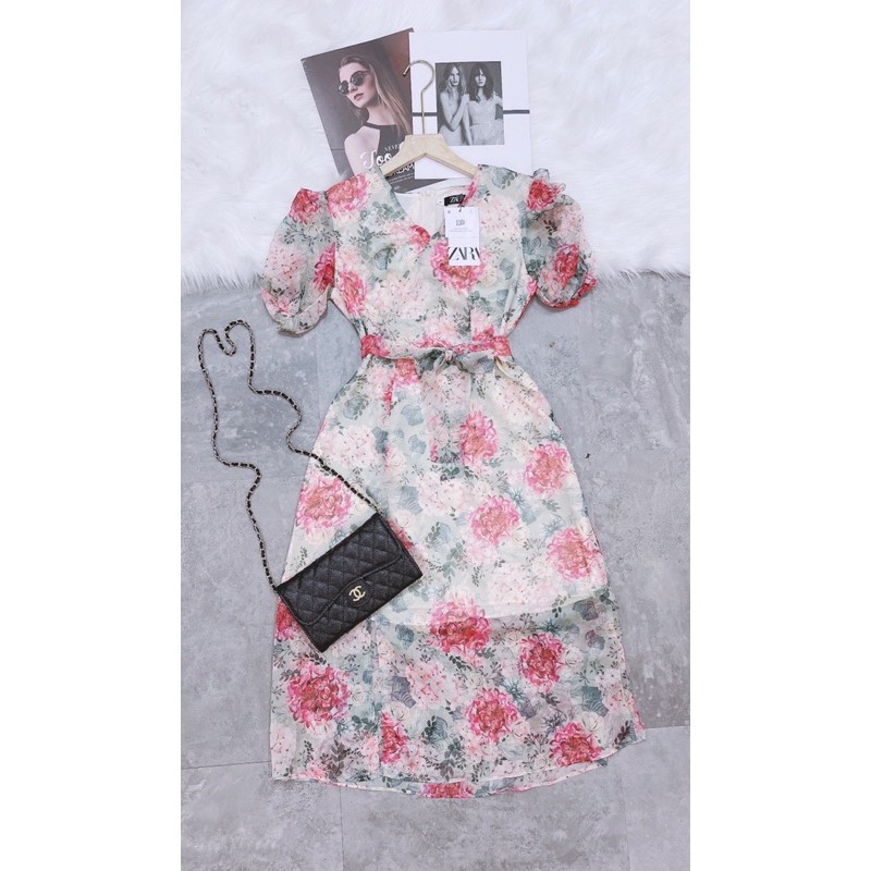 [Mã SKAMA06 giảm 8% tối đa 50K đơn 250K] Váy hoa cổ V đai eo | BigBuy360 - bigbuy360.vn