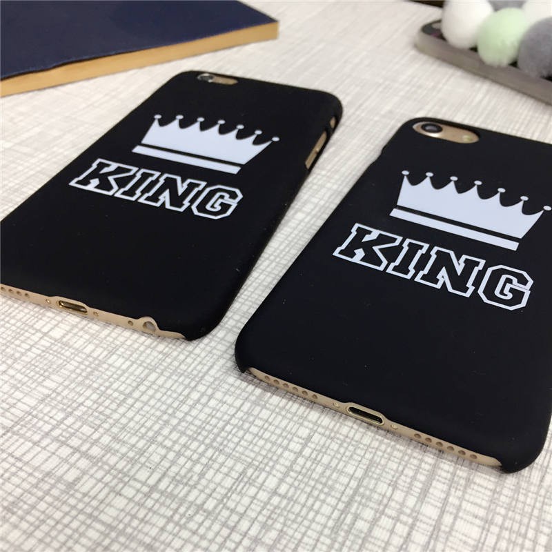 Ốp lưng điện thoại nhựa cứng iPhone 6 7 8 hình vương miện King Queen