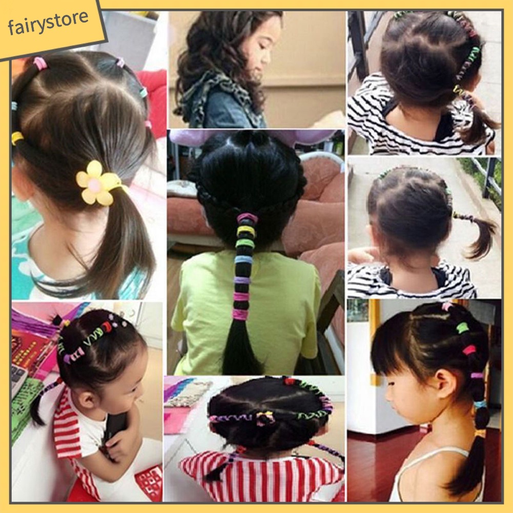 Set 100 Dây Buộc Tóc Co Giãn Nhiều Màu Thời Trang Cho Nữ