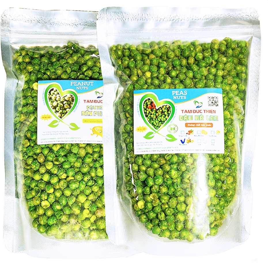 Combo 1KG Đậu Hà Lan 2 Vị: Rang Muối và Rang Phô Mai Tâm Đức Thiện (2 x Túi 500GR)