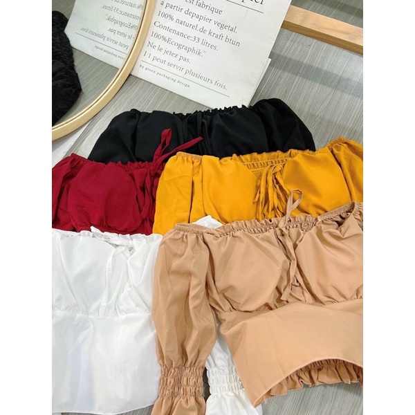 [HOT] ÁO KIỂU NỮ VOAN CÓ ĐỆM NGỰC KHOÉT NGỰC TAY NHÚN THẮT NƠ TAY DÀI KÈM T008 CHIZISHOP