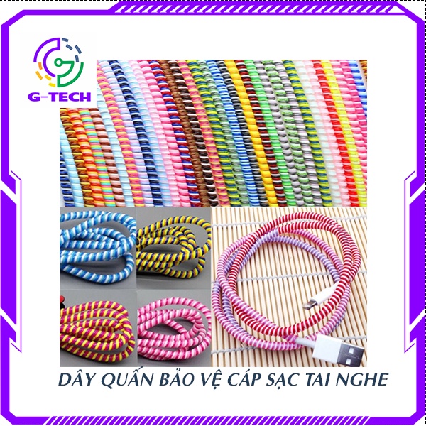 Dây quấn bảo vệ cáp sạc và tai nghe điện thoại nhiều màu sắc chống gãy bẩn tăng độ bền cho thiết bị
