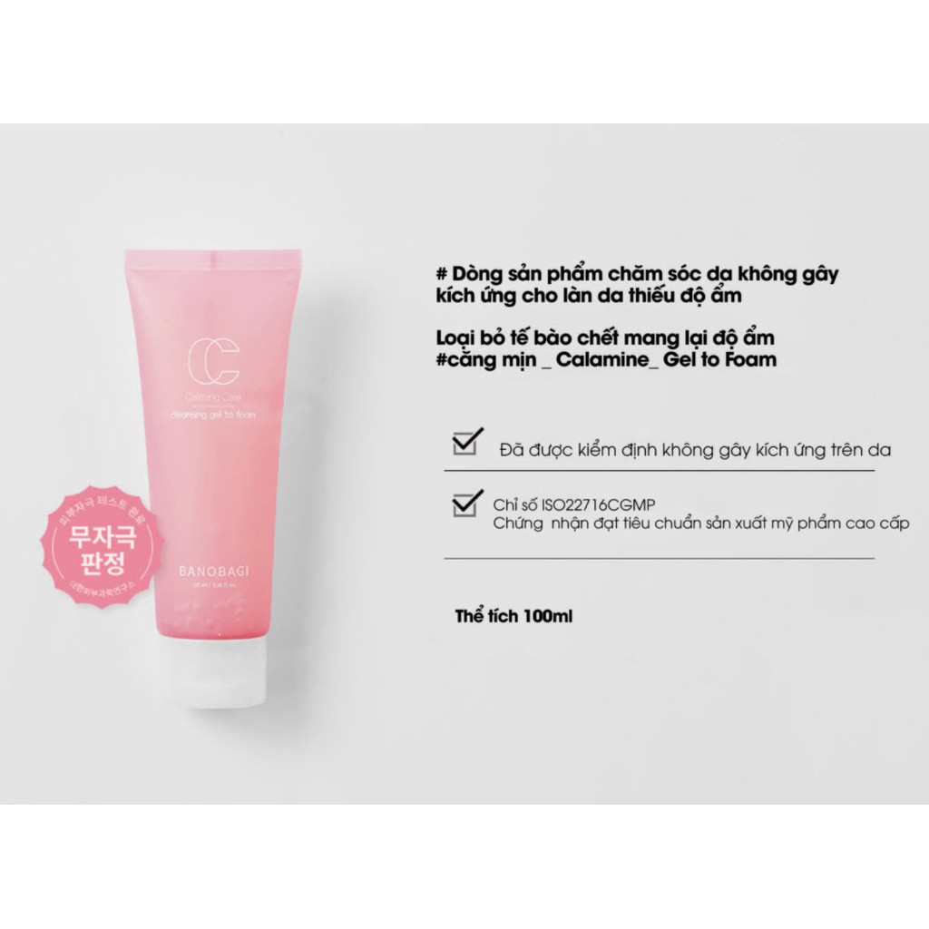Sữa rửa mặt nâng tông dưỡng ẩm Banobagi Calming Care Cleansing Gel (Chính hãng - tem chống giả bộ công an - date 2023) | BigBuy360 - bigbuy360.vn