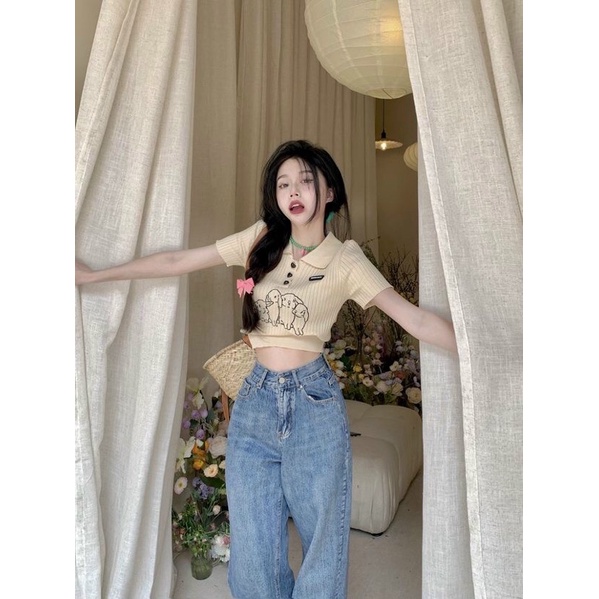 Áo croptop gài nút siêu cưng GB alohashop91