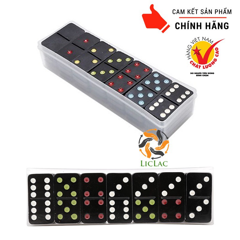Bộ Cờ Domino FATACO Chất Liệu Melamine Cao Cấp + TẶNG Hộp Đựng ( Đen )