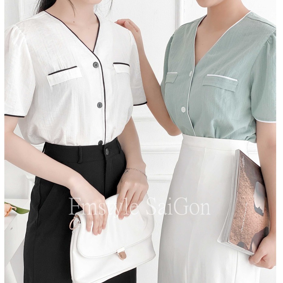 Áo tay ngắn túi nắp viền màu ulzzang thời trang nữ Fmstyle Saigon 21SU062X1502 | BigBuy360 - bigbuy360.vn