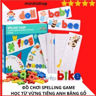 [Giá Rẻ Vô Địch]Spelling Game, Thẻ Trò Chơi Đánh Vần Tiếng Anh Cho Bé, Hoàn Toàn Bằng Gỗ An Toàn, Bền Đẹp_Thẻ Flash Card