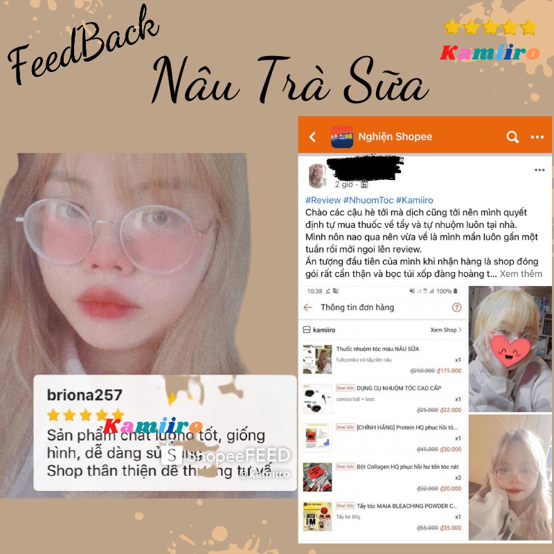 THUỐC NHUỘM TÓC NÂU TRÀ SỮA - MÀU NHUỘM NÂU SỮA CHUẨN SALON KAMIIRO
