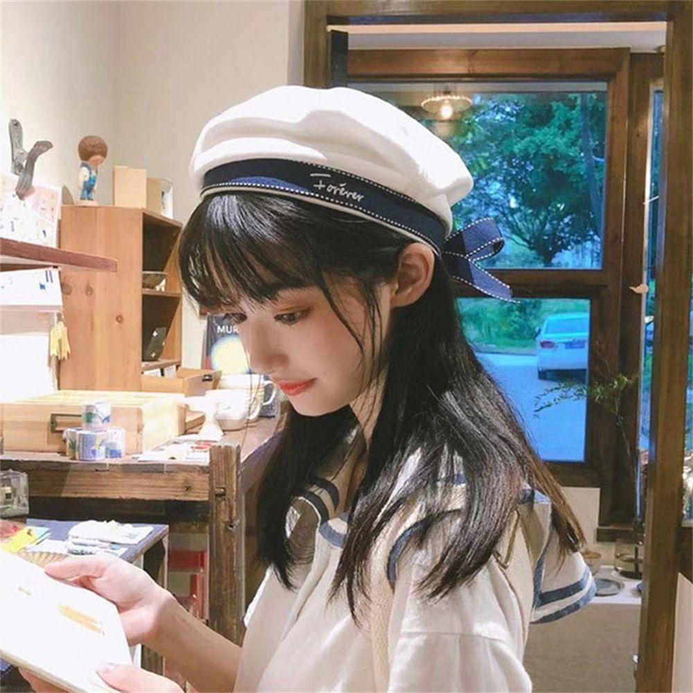 Mũ Thủy Thủ Màu Trắng Đen Có Thể Điều Chỉnh Kích Cỡ Cho Nữ