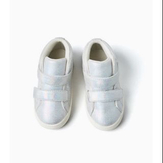 Giày Za ra Baby Metallic Grey Sneakers with Straps