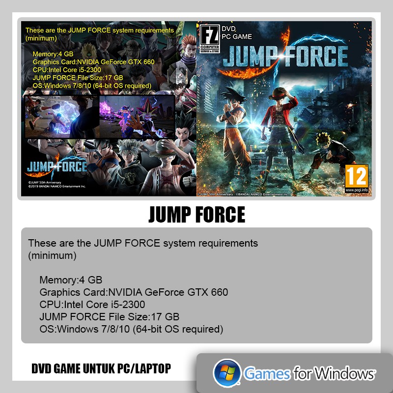 Đĩa Dvd Game Jump Force Dành Cho Pc / Laptop